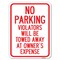 Signmission No Parking Violators Towed Away Owners Expense Heavy-Gauge Alum Parking, 24" L, 18" H, A-1824-23641 A-1824-23641 - alternate 1